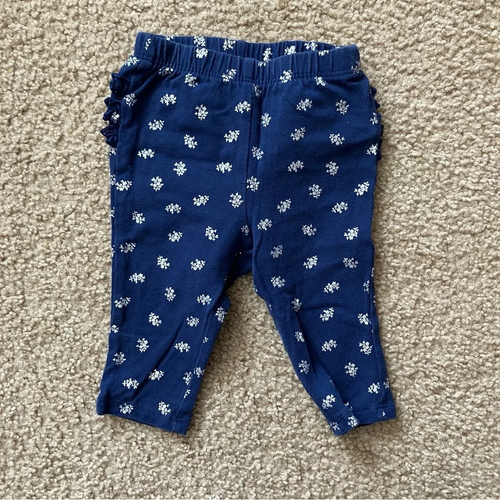 Set of Three Baby Leggings - Navy, Pink, Floral - Various Brands